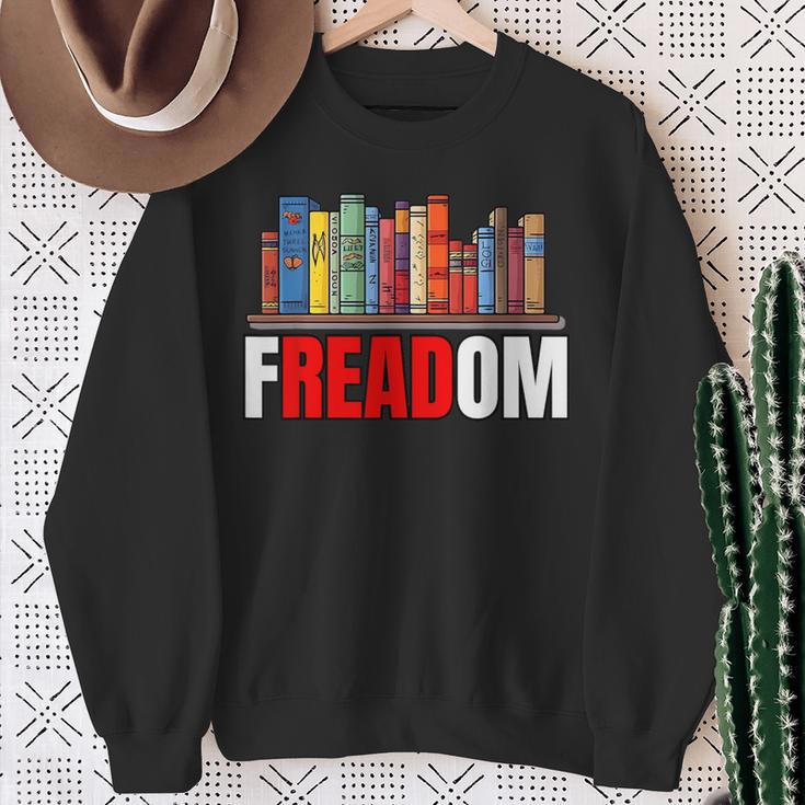 Frea-Dom Anti Ban Books I Read Banned Books Freedom Book Sweatshirt Gifts for Old Women