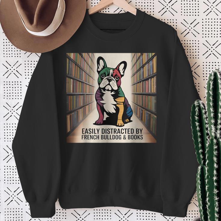 French Bulldog Dog Books Nerds Book Readers French Bulldog Sweatshirt Gifts for Old Women