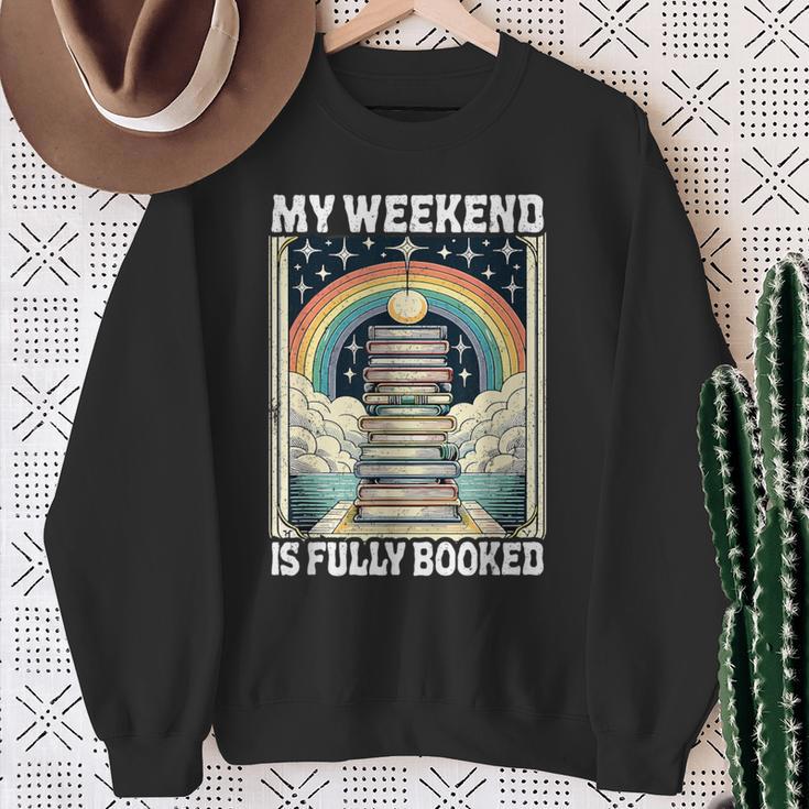 My Weekend Is Fully Booked Book Rainbow Reading Bookworm Sweatshirt Gifts for Old Women