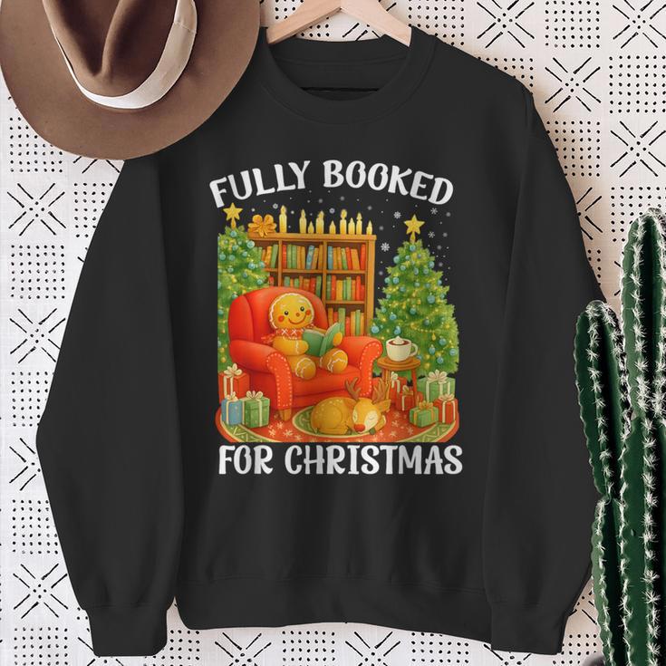 Fully Booked For Christmas Holiday Book Lover Santa Sweatshirt Gifts for Old Women