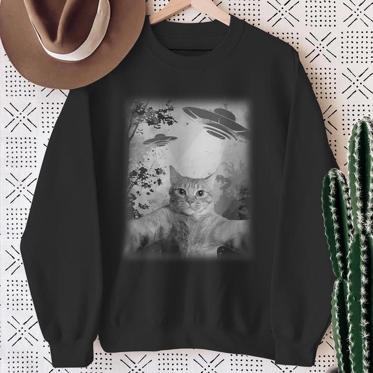 Catelfie With Ufos Cosmic Catpace Cat スウェットシャツ 年配の女性への贈り物