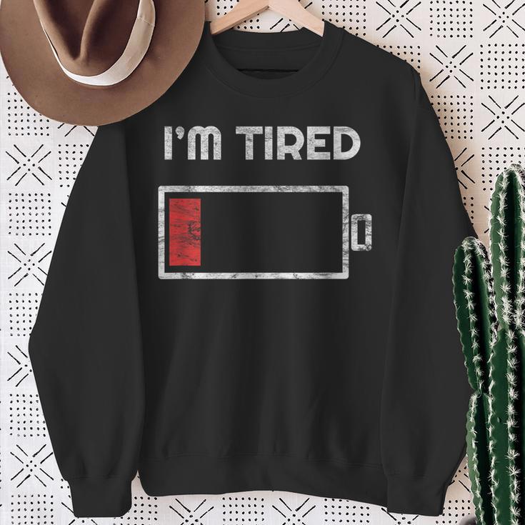 I'm Tired Low Battery 空の電話シンボル スウェットシャツ 年配の女性への贈り物