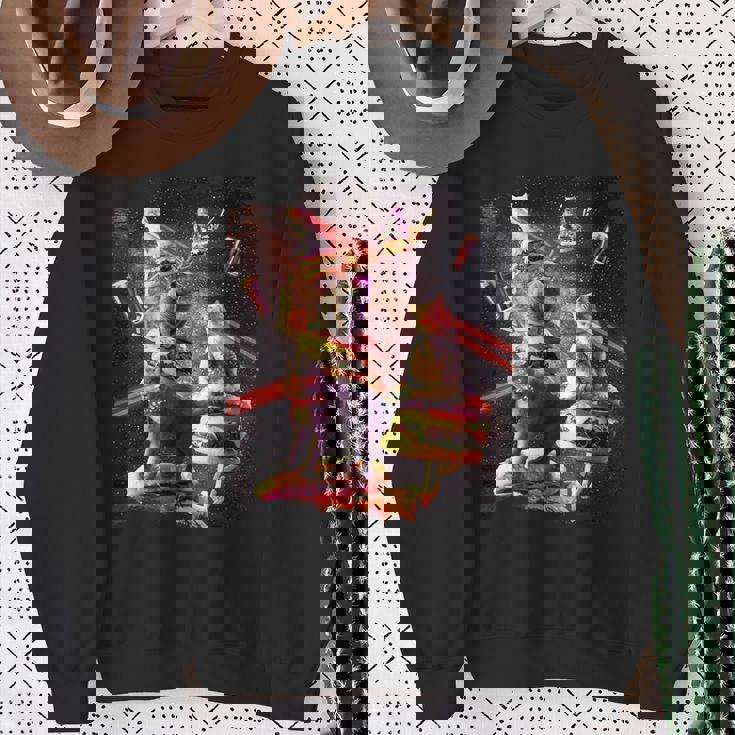 Galaxy Laser Cat On Burger -Pace Cheeseburger Cats スウェットシャツ 年配の女性への贈り物