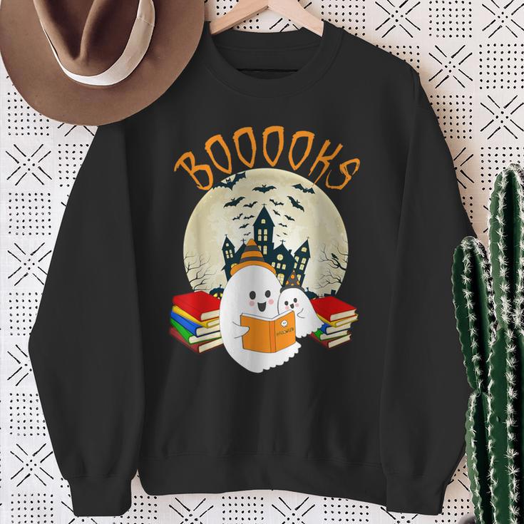 Ghost Book Reading Halloween Booooks Teacher Sweatshirt Gifts for Old Women