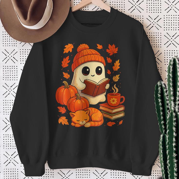 Ghost Reading Book Lovers Autumn Fall Halloween Sweatshirt Gifts for Old Women Ghost Reading Book Lovers Autumn Fall Halloween Sweatshirt Gifts for Old Women