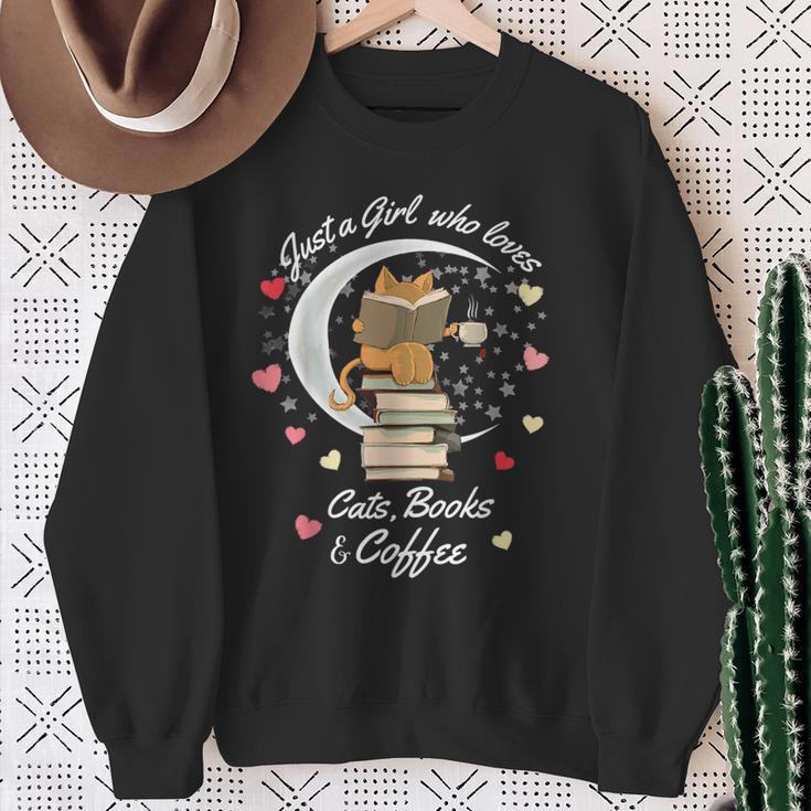 Only a Girl The Cat Books Sweatshirt Gifts for Old Women