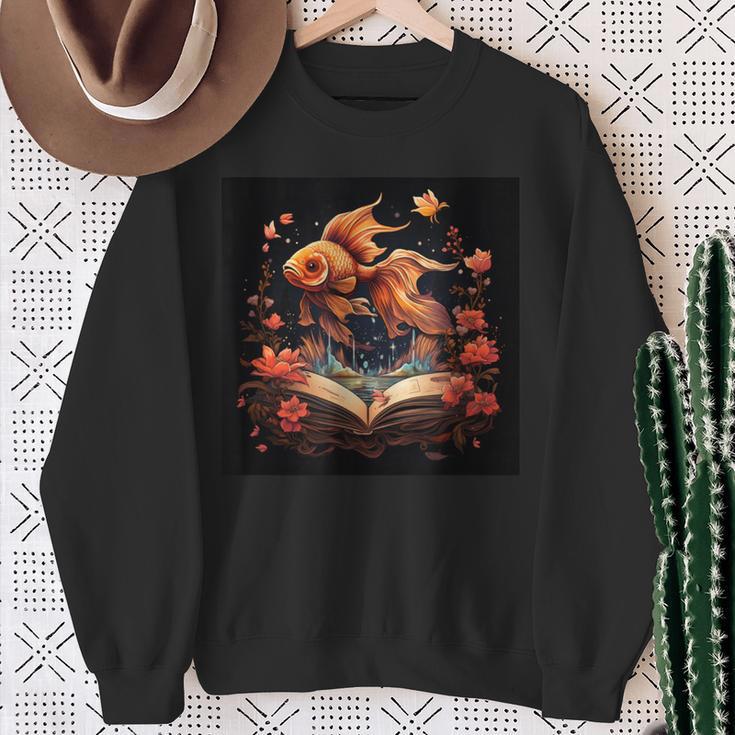 Goldfish Reading A Book Sweatshirt Gifts for Old Women