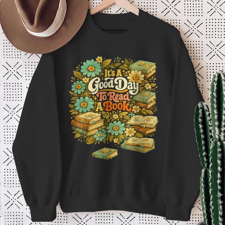 Good Day To Read A Book Floral Sweatshirt Gifts for Old Women