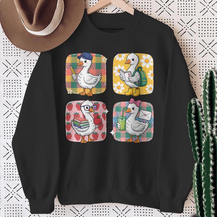 Goose Teacher Back To School Goose Books Student Cute Sweatshirt Gifts for Old Women Goose Teacher Back To School Goose Books Student Cute Sweatshirt Gifts for Old Women
