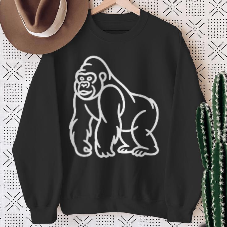 Gorilla ミニマリスト バッジ パッチライン アート 動物 スウェットシャツ 年配の女性への贈り物