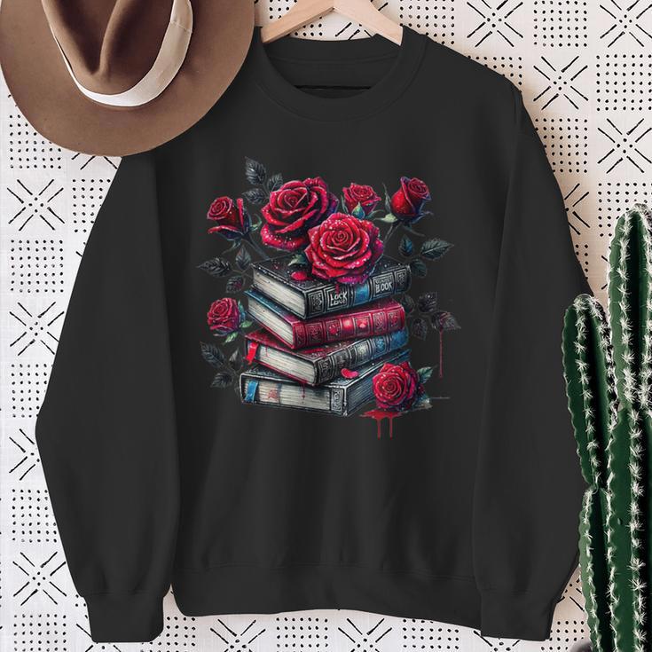 Gothic Books Roses Dark Academia Vintage Library Romance Sweatshirt Gifts for Old Women Gothic Books Roses Dark Academia Vintage Library Romance Sweatshirt Gifts for Old Women