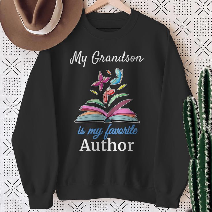 My Grandson Is My Favorite Author For Book Lovers Sweatshirt Gifts for Old Women
