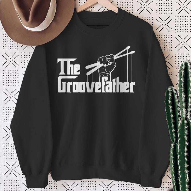 The Groovefatherintage Drumsドラミングバンドドラマー スウェットシャツ 年配の女性への贈り物