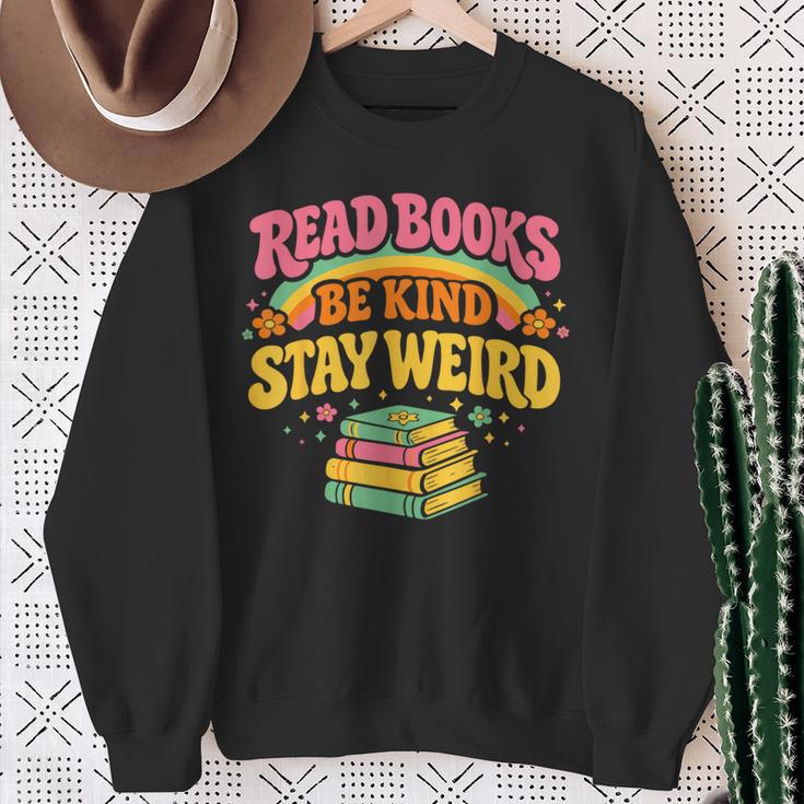 Groovy Read Books Be Kind Stay Weird Bookish Quote Sweatshirt Gifts for Old Women
