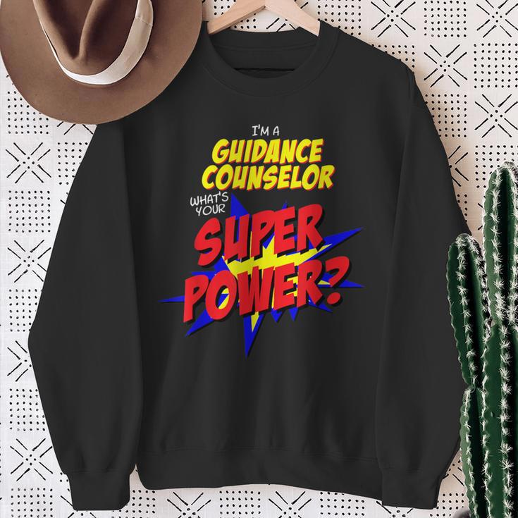 Guidance Counselor Teacher Superhero Superpower Comic Book Sweatshirt Gifts for Old Women