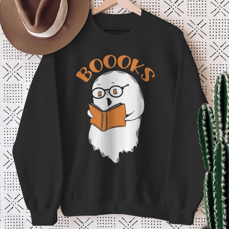Halloween Boooks Ghost For Book Lover Sweatshirt Gifts for Old Women