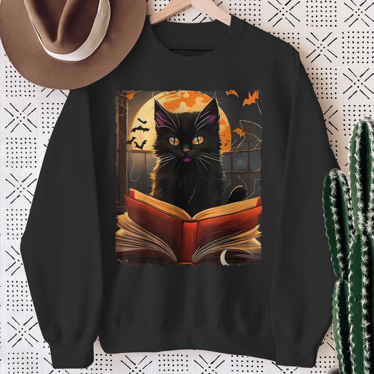 Halloween Cat Reading Books Spooky Cat Reader Teachers For Men Women Kids Sweatshirt Gifts for Old Women Halloween Cat Reading Books Spooky Cat Reader Teachers For Men Women Kids Sweatshirt Gifts for Old Women