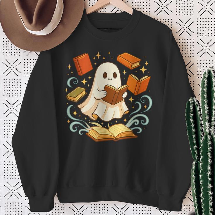 Halloween Cute Ghost Shirt Reading Books Ghost Sweatshirt Gifts for Old Women Halloween Cute Ghost Shirt Reading Books Ghost Sweatshirt Gifts for Old Women