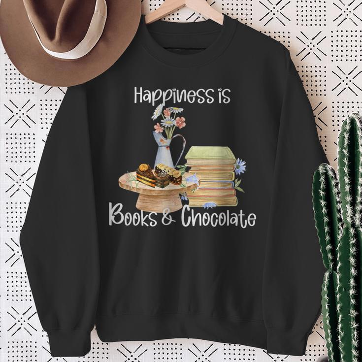 Happiness Is Books And Chocolate Sweatshirt Gifts for Old Women Happiness Is Books And Chocolate Sweatshirt Gifts for Old Women