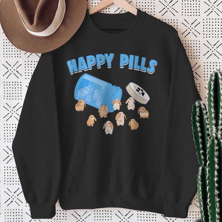 Happy Pills うさぎ 面白い ホーランドロップ バニー 恋人 ユーモア スウェットシャツ 年配の女性への贈り物
