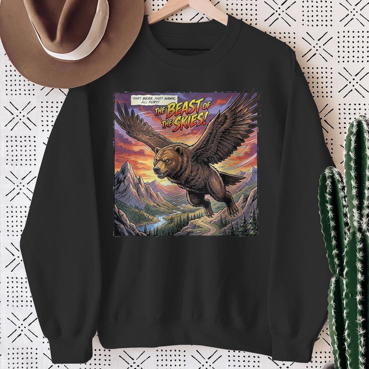 Hawk Bear Hybrid Comic Book Style Sweatshirt Gifts for Old Women