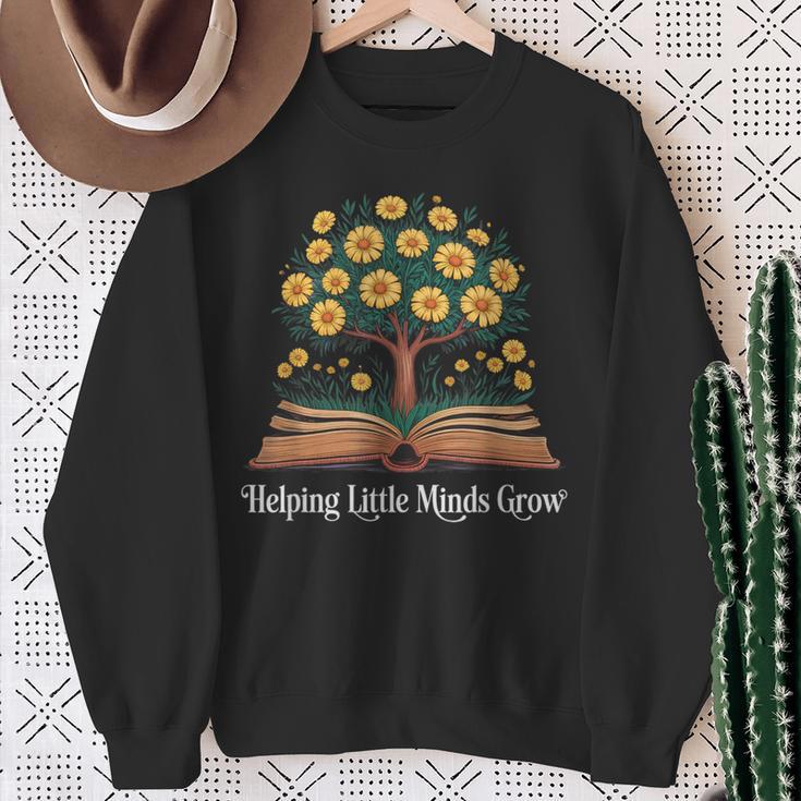 Helping Little Minds Grow Book Tree Education Sweatshirt Gifts for Old Women