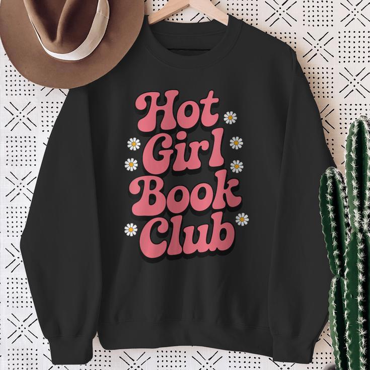 Hot Girl Book Club Retro Daisies Sweatshirt Gifts for Old Women