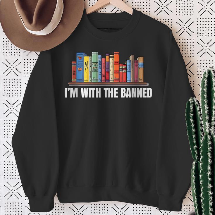 I'm With The Banned Books I Read Books Book Lovers Sweatshirt Gifts for Old Women I'm With The Banned Books I Read Books Book Lovers Sweatshirt Gifts for Old Women