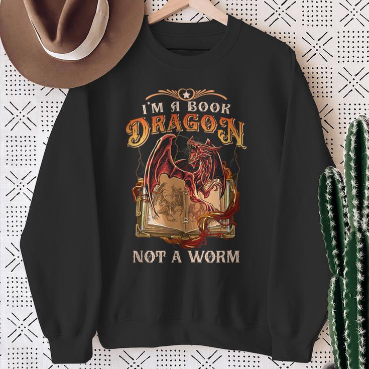 I'm a Book Dragon Not a Worm Dragon Reading a Books Sweatshirt Gifts for Old Women