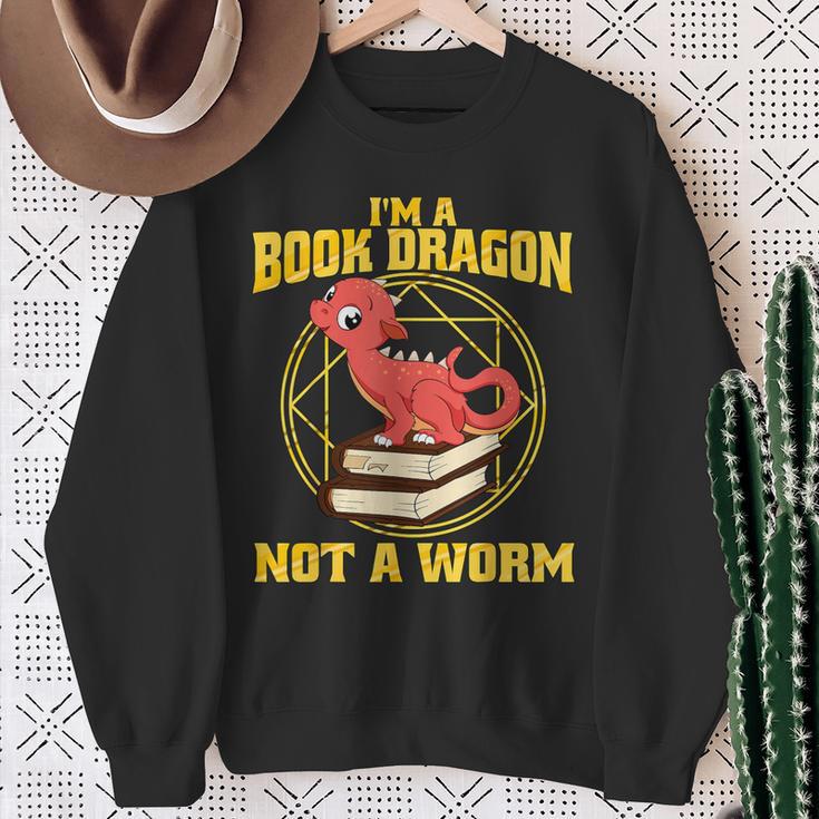 I'm A Book Dragon Not A WormShirt Bookworm Reading Sweatshirt Gifts for Old Women