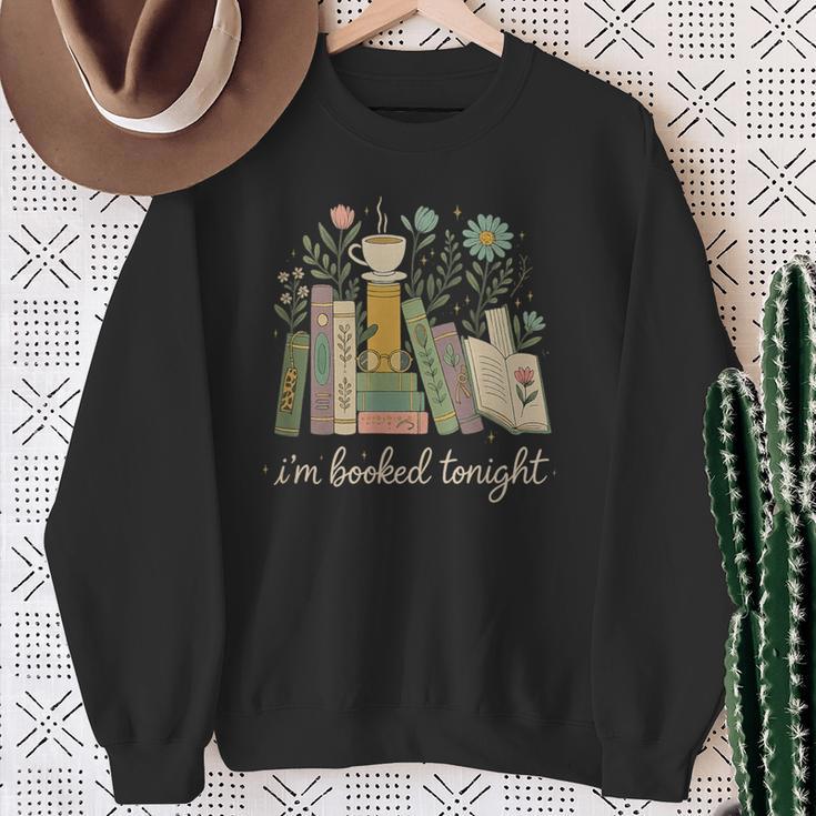 I'm Booked Tonight Floral Books Cozy Reading Graphic Sweatshirt Gifts for Old Women