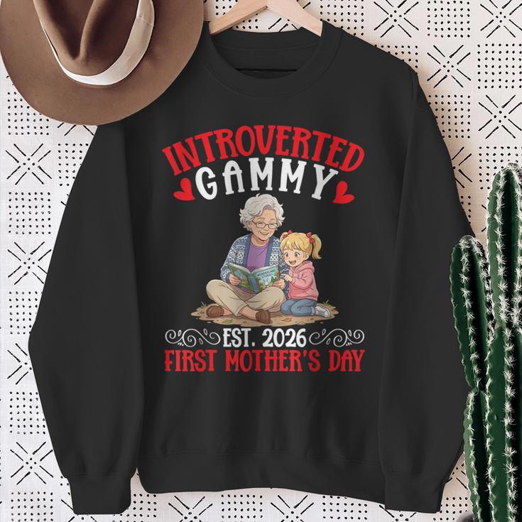 Introverted Gammy Est 2026 First Mother's Day Reading Book Sweatshirt Gifts for Old Women