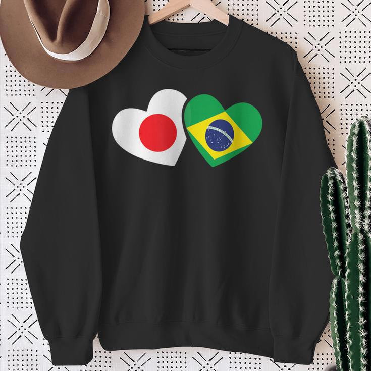 Japanese Flag Brazilian Flag Heart 日系ブラジルブラジル国旗日本国旗 スウェットシャツ 年配の女性への贈り物