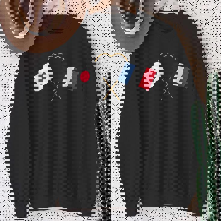 Japanese Flag France Flag フランス遺産 フランスのルーツ 日本の国旗 フランスの国旗 スウェットシャツ 年配の女性への贈り物