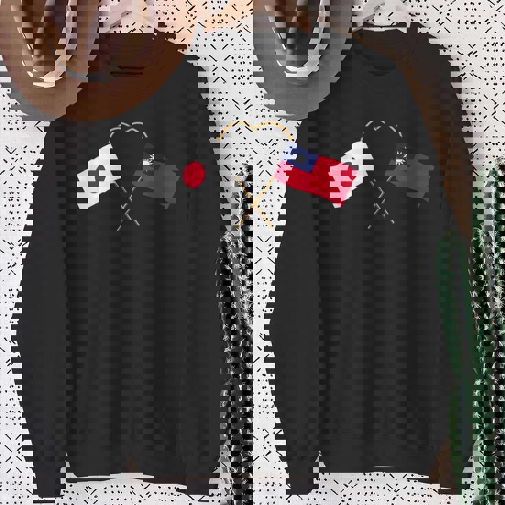 Japanese Flag Taiwanese Flag 台湾の遺産 台湾のルーツ 日本の国旗 台湾の国旗 スウェットシャツ 年配の女性への贈り物