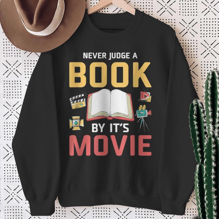 Never Judge A Book By It's Movie Reading Sweatshirt Gifts for Old Women