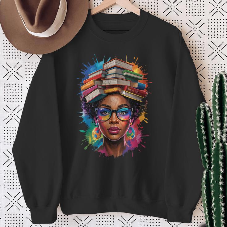 Juneteenth Educated Melanin Queen Afro Women Book Lover Sweatshirt Gifts for Old Women