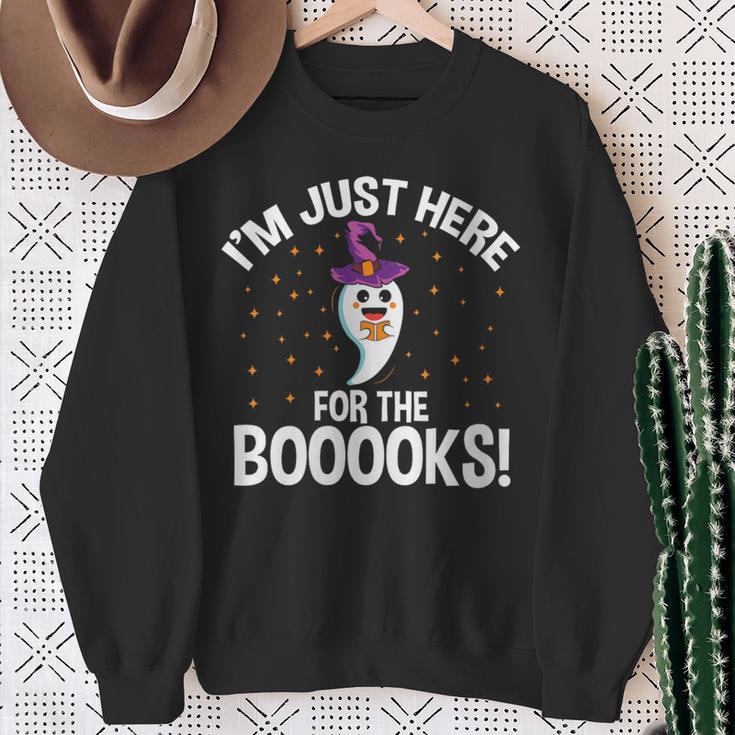 Just Here For The Boooks Ghost Teacher Halloween Book Lover Sweatshirt Gifts for Old Women