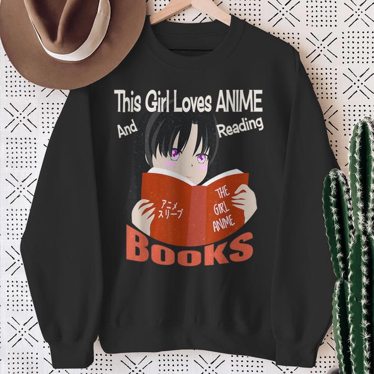 Just A Girl Who Loves Anime And Reading Books Sweatshirt Gifts for Old Women