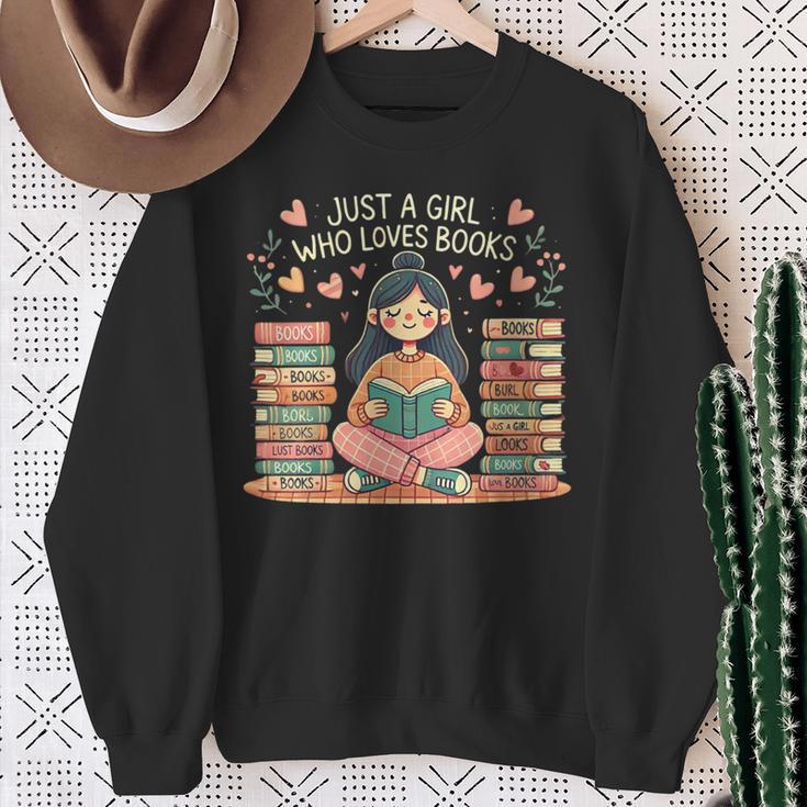 Just A Girl Who Loves Books Girls Books Lovers Reading Sweatshirt Gifts for Old Women