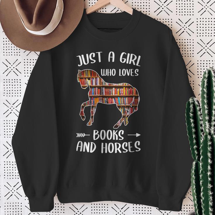 Just A Girl Who Loves Books And Horses Reading Sweatshirt Gifts for Old Women