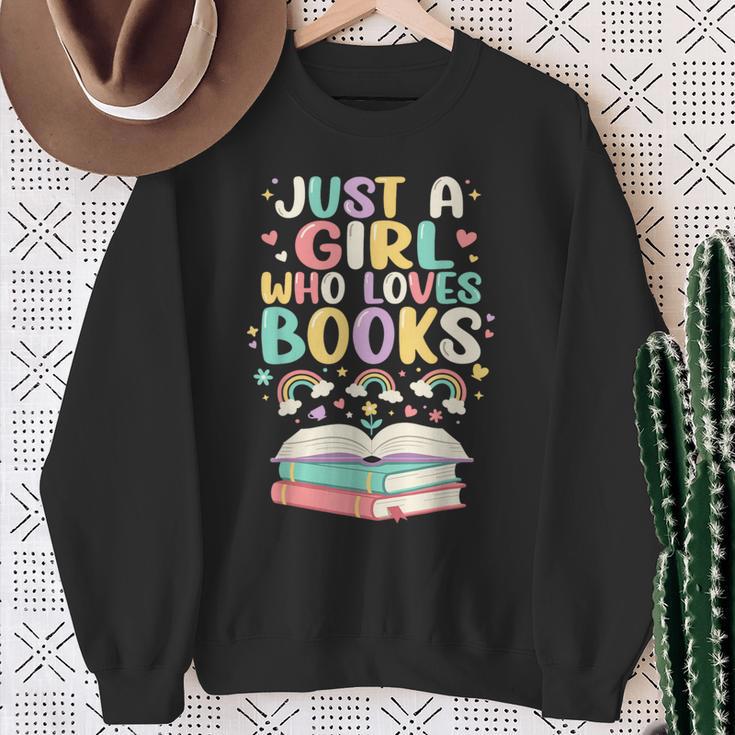 Just A Girl Who Loves Books Reading Bookworm & Read Book Sweatshirt Gifts for Old Women