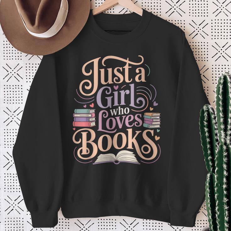 Just a Girl Who Loves Books Reading Lover Aesthetic Sweatshirt Gifts for Old Women
