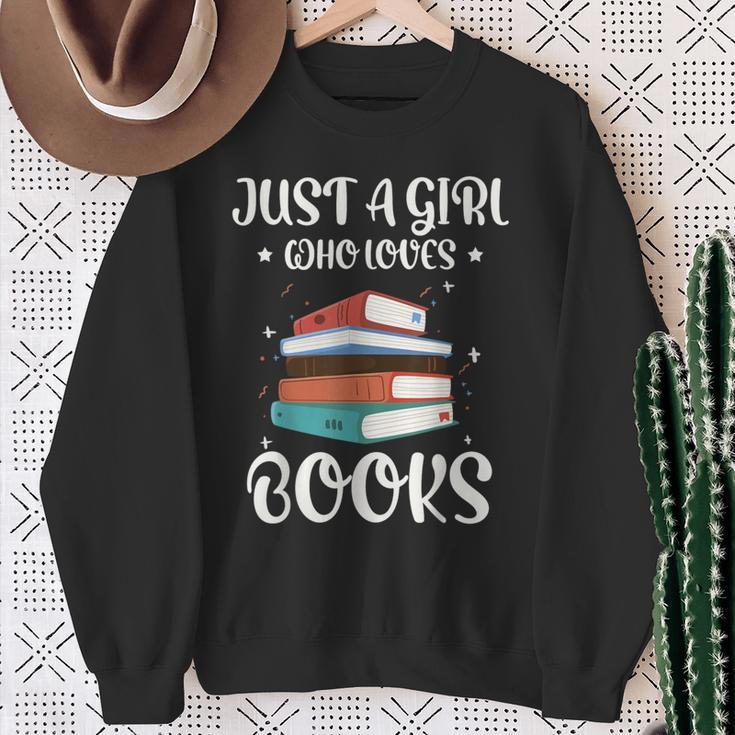 Just A Girl Who Loves Books Women Book Lovers Bookish Girls Sweatshirt Gifts for Old Women