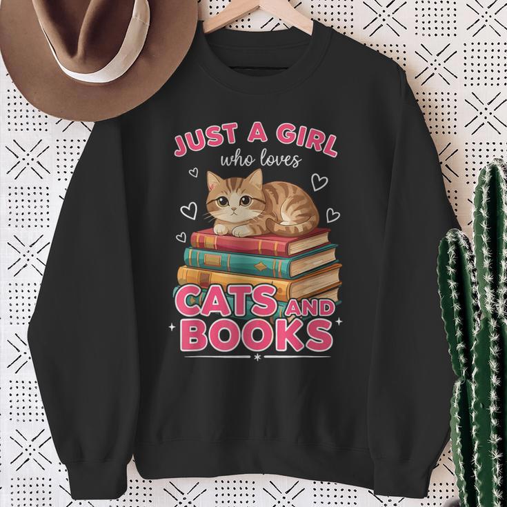 Just A Girl Who Loves Cats & Books Shirt Women Bookworm Sweatshirt Gifts for Old Women Just A Girl Who Loves Cats & Books Shirt Women Bookworm Sweatshirt Gifts for Old Women