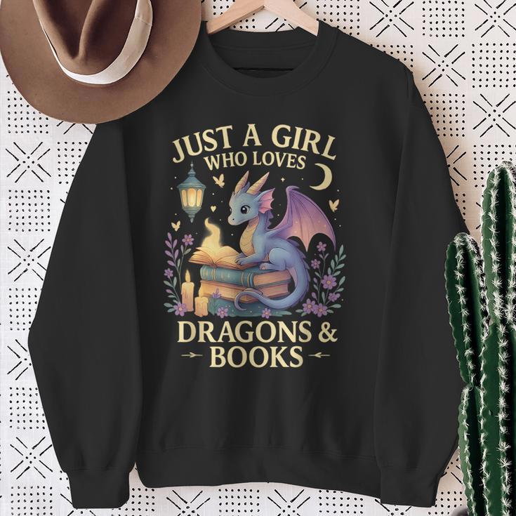 Just a Girl Who Loves Cute Dragons And Books Sweatshirt Gifts for Old Women Just a Girl Who Loves Cute Dragons And Books Sweatshirt Gifts for Old Women