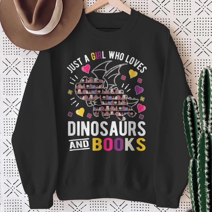 Just A Girl Who Loves Dinosaurs And Books Sweatshirt Gifts for Old Women Just A Girl Who Loves Dinosaurs And Books Sweatshirt Gifts for Old Women