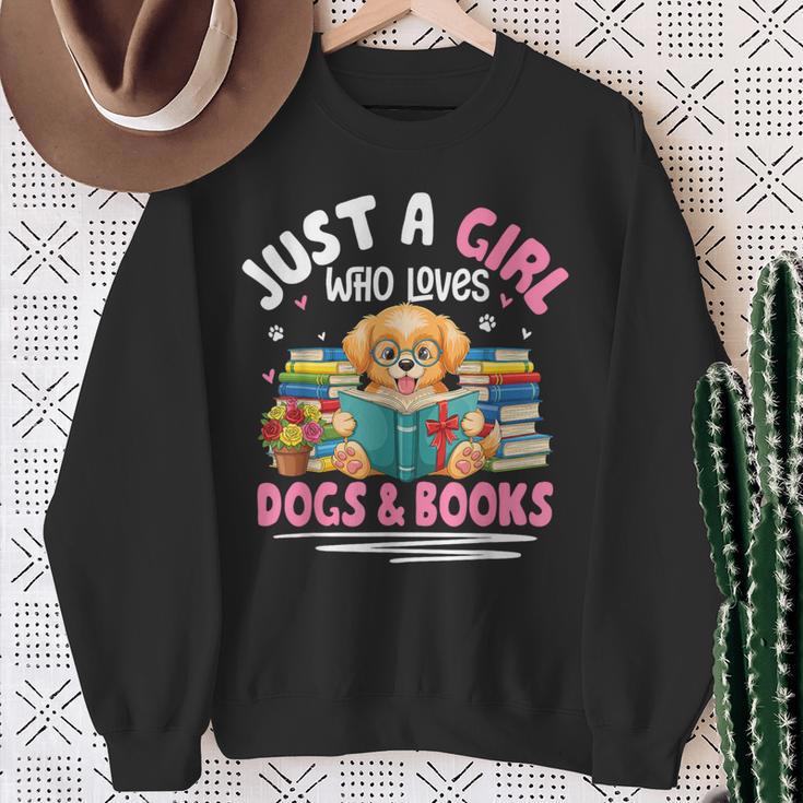 Just a Girl Who Loves Dogs & Books Dog Reading Sweatshirt Gifts for Old Women Just a Girl Who Loves Dogs & Books Dog Reading Sweatshirt Gifts for Old Women