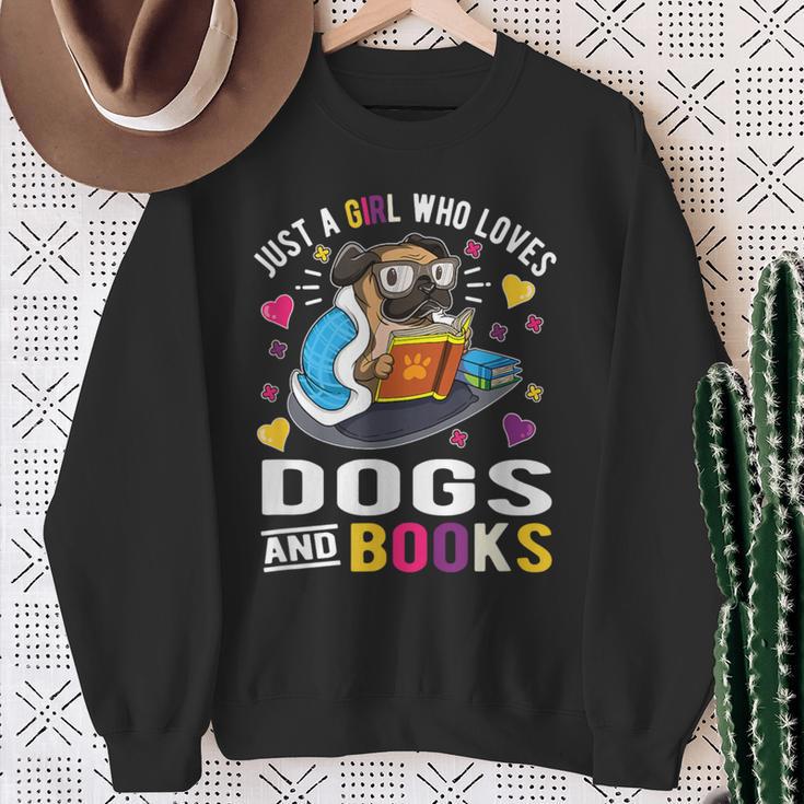 Just A Girl Who Loves Dogs And Books Sweatshirt Gifts for Old Women