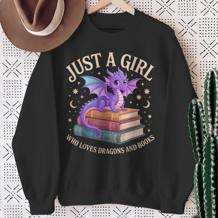 Just A Girl Who Loves Dragons And Books Cute Fantasy Sweatshirt Gifts for Old Women Just A Girl Who Loves Dragons And Books Cute Fantasy Sweatshirt Gifts for Old Women